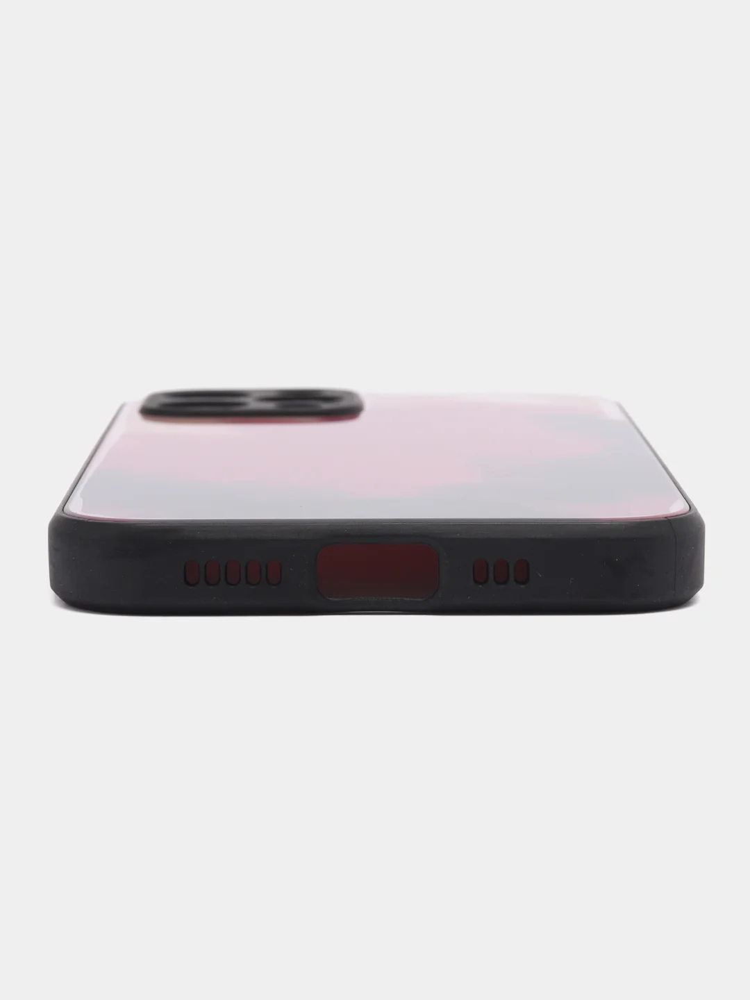 Тёмно-розовый чехол стеклянный с силиконовыми краями на IPHONE 12 Pro