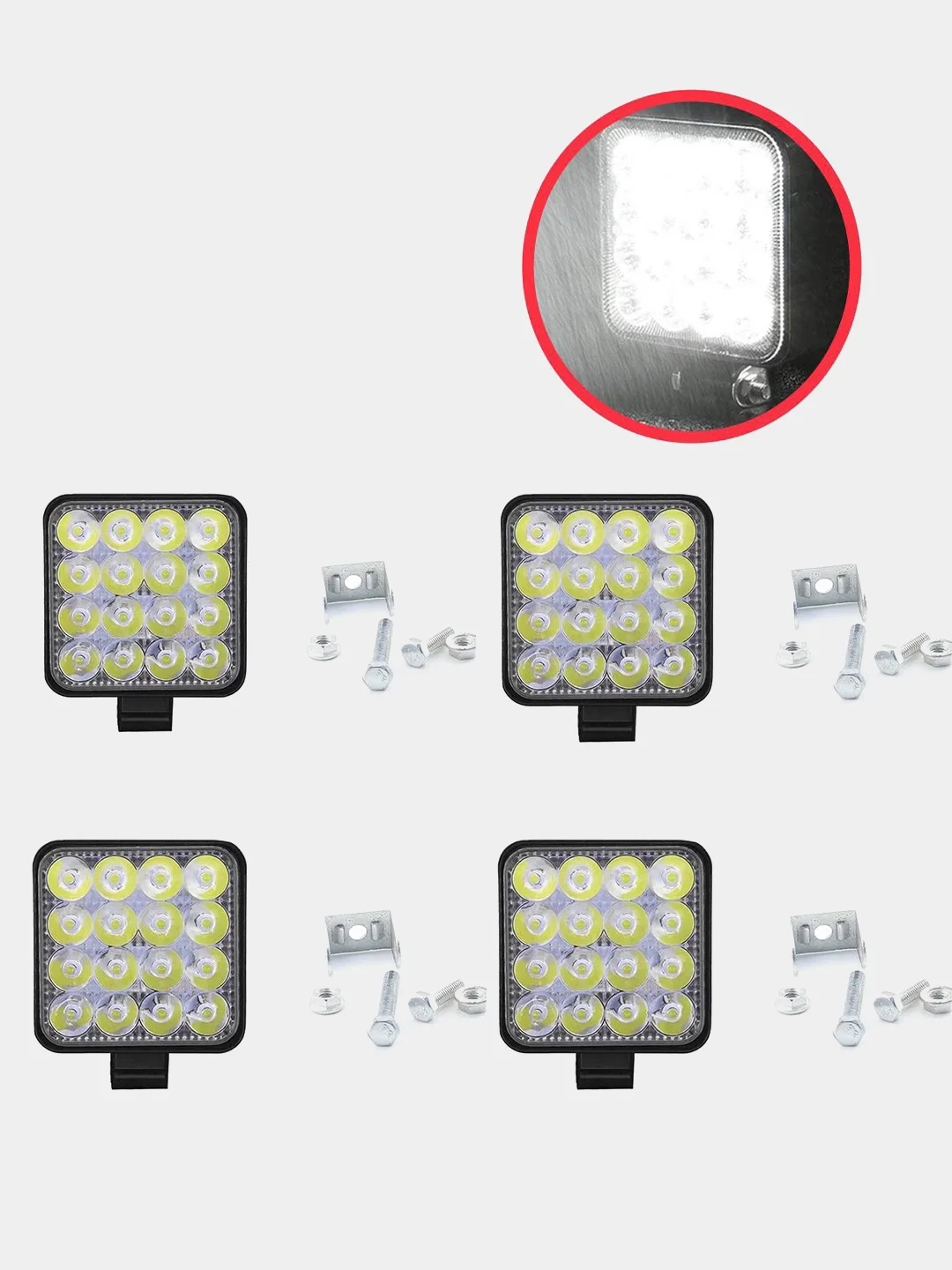 Белый линзованная вспышка ФСО LED, Стробоскоп для авто, светодиодная лампа 11х11 см (1 - 4 шт)