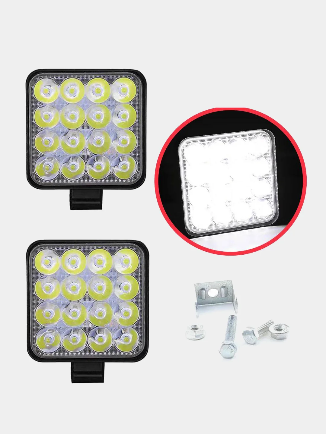 Белый линзованная вспышка ФСО LED, Стробоскоп для авто, светодиодная лампа 11х11 см (1 - 4 шт)