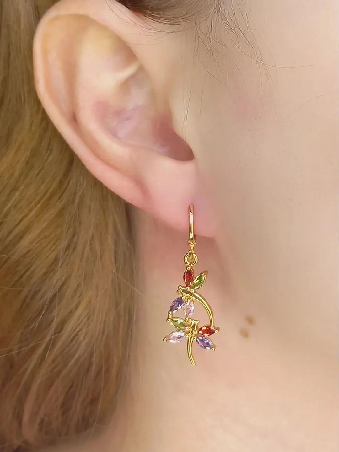 Серьги Стрекозы с фианитами