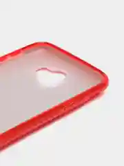 Красный силиконовый чехол-накладка с блестками на Samsung J4
