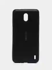 Черный чехол силиконовый с кожаной вставкой на Nokia 2