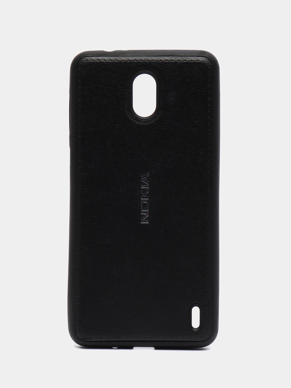 Чехол силиконовый с кожаной вставкой на Nokia 2