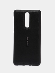 Чехол силиконовый с кожаной вставкой на Nokia 8