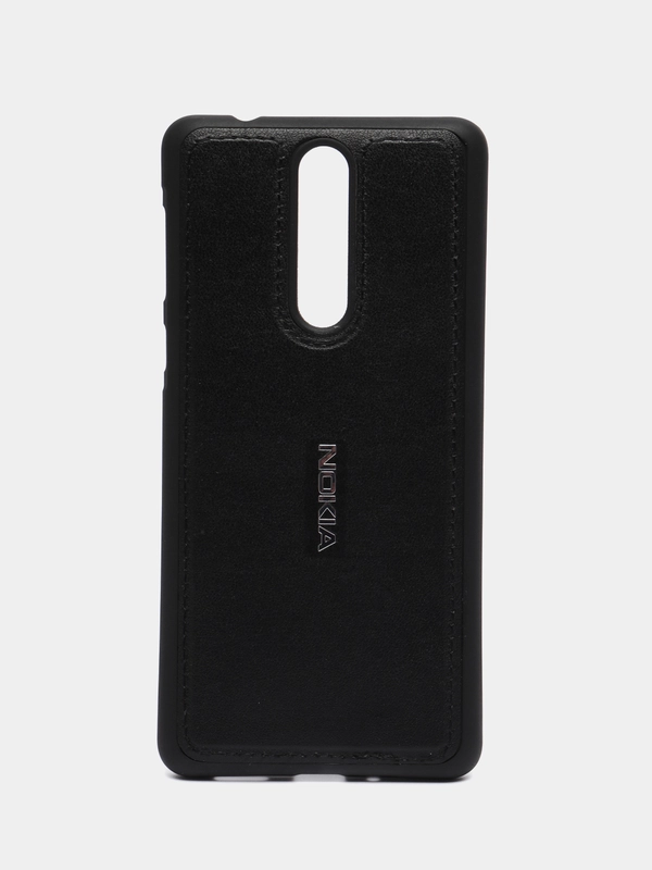 Чехол силиконовый с кожаной вставкой на Nokia 8