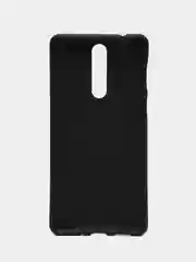 Черный чехол силиконовый с кожаной вставкой на Nokia 8