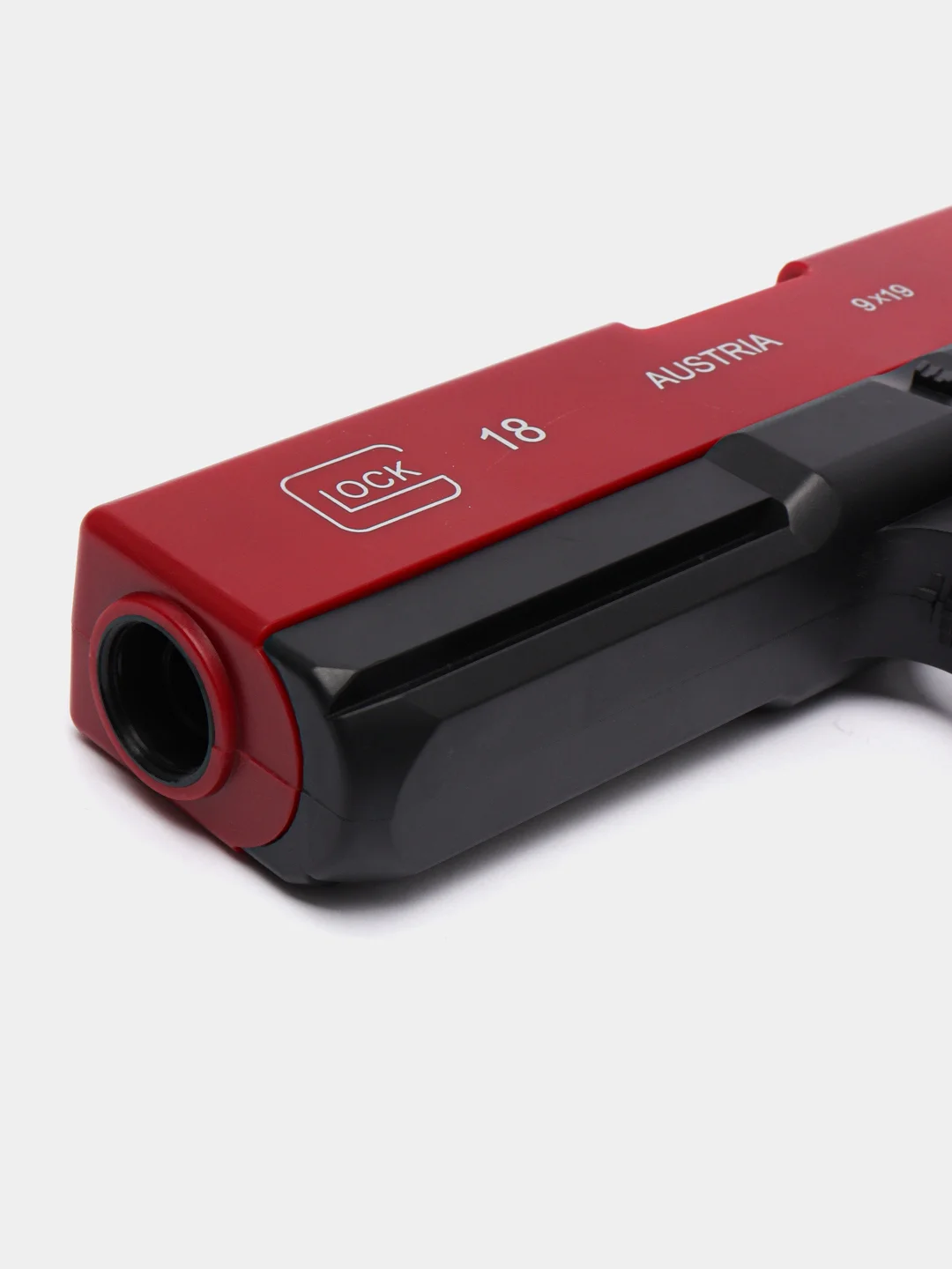 Красный пистолет игрушечный перезаряжаемый Glock с глушителем, оружие, подарок на 23 февраля