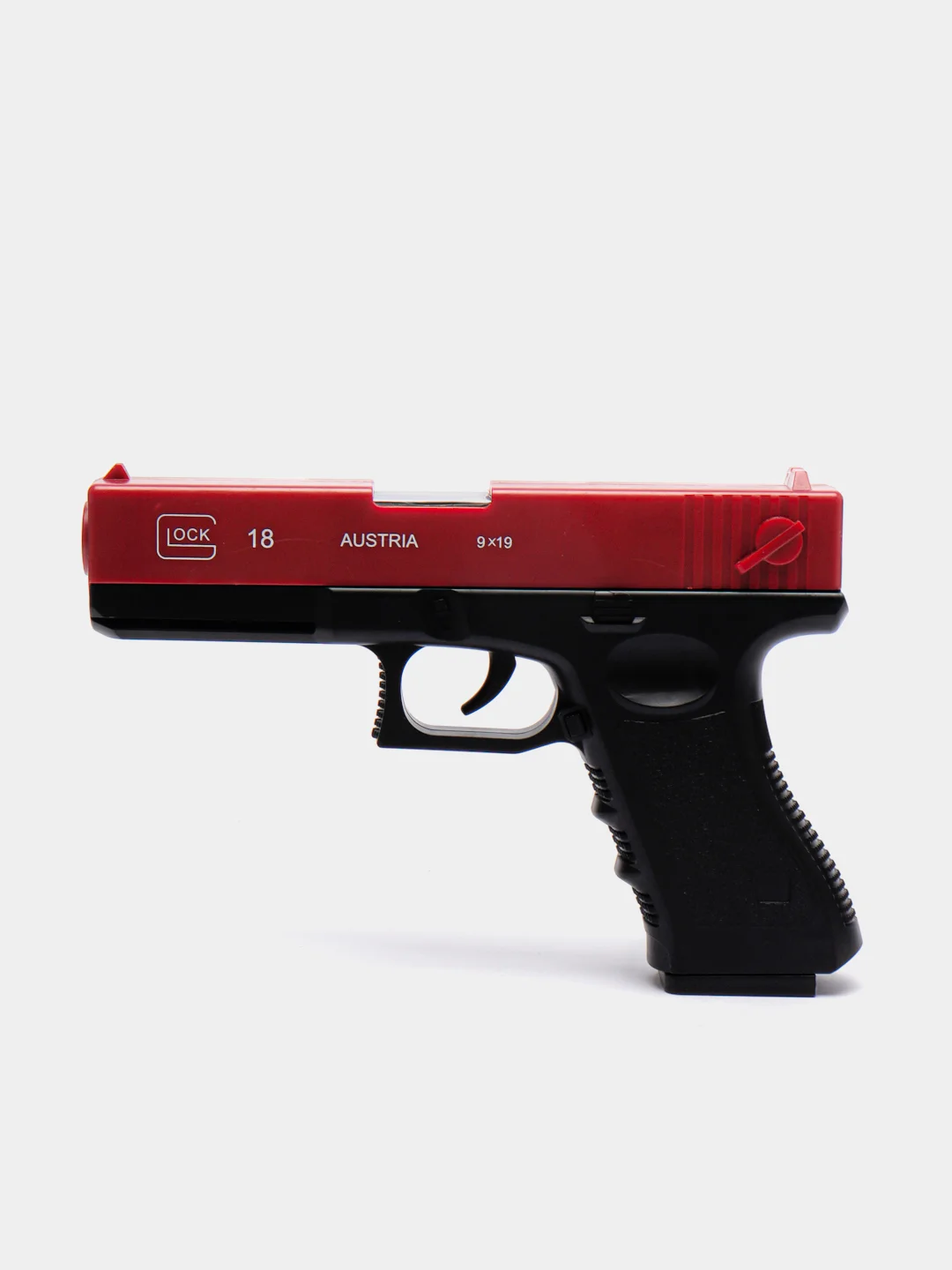 Красный пистолет игрушечный перезаряжаемый Glock с глушителем, оружие, подарок на 23 февраля
