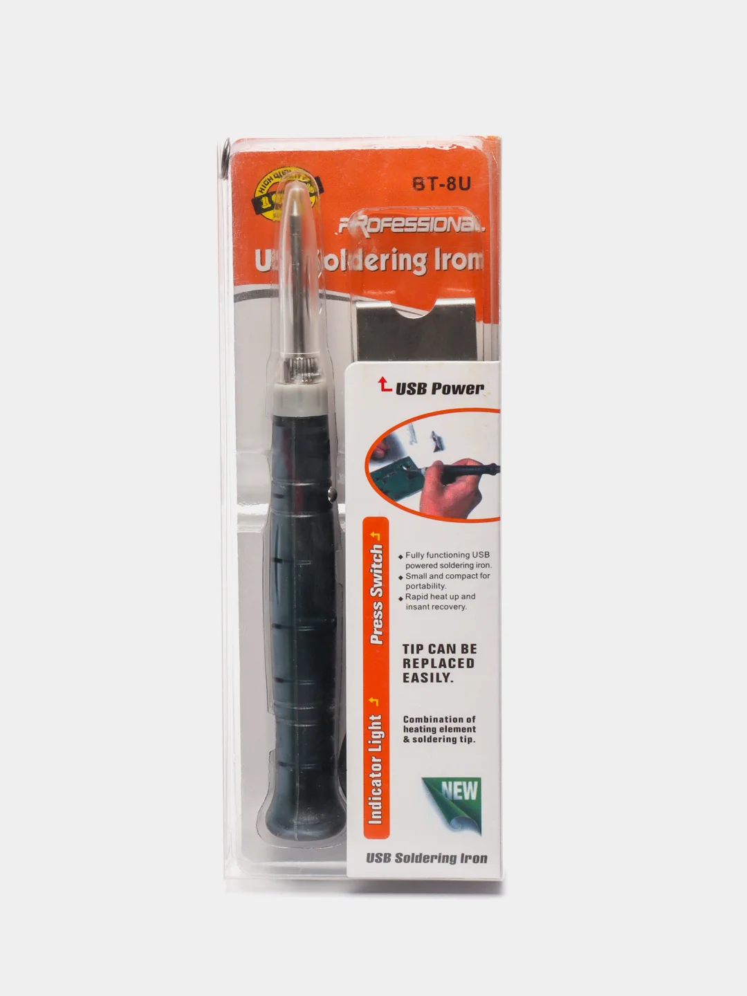 Портативный мини-электрический паяльник USB 5В/8Вт (подставка, кабель, колпачок и припой)