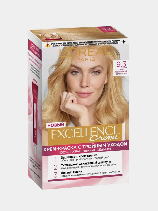 LOreal Paris Стойкая крем-краска для волос "Excellence", 9.3, Очень Светло-русый золотист