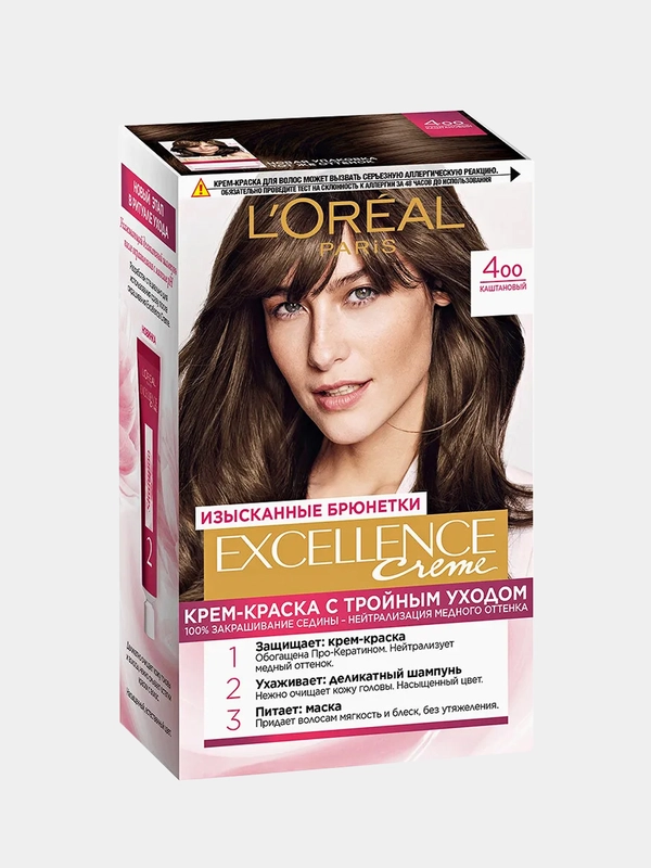 LOreal Paris Стойкая крем-краска для волос "Excellence", оттенок 4.00, Каштановый