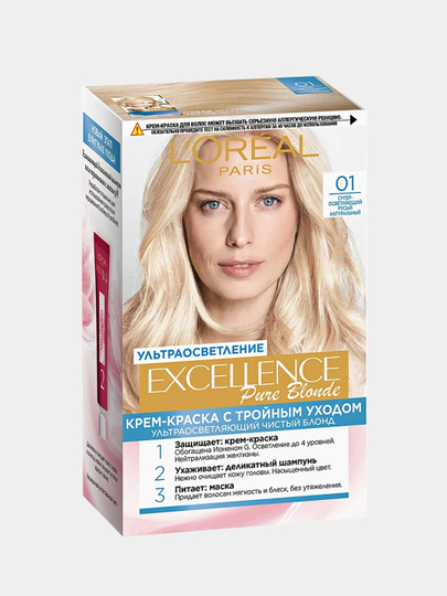 LOreal Paris Стойкая крем-краска для волос "Excellence", 01, Суперосветляющий русый
