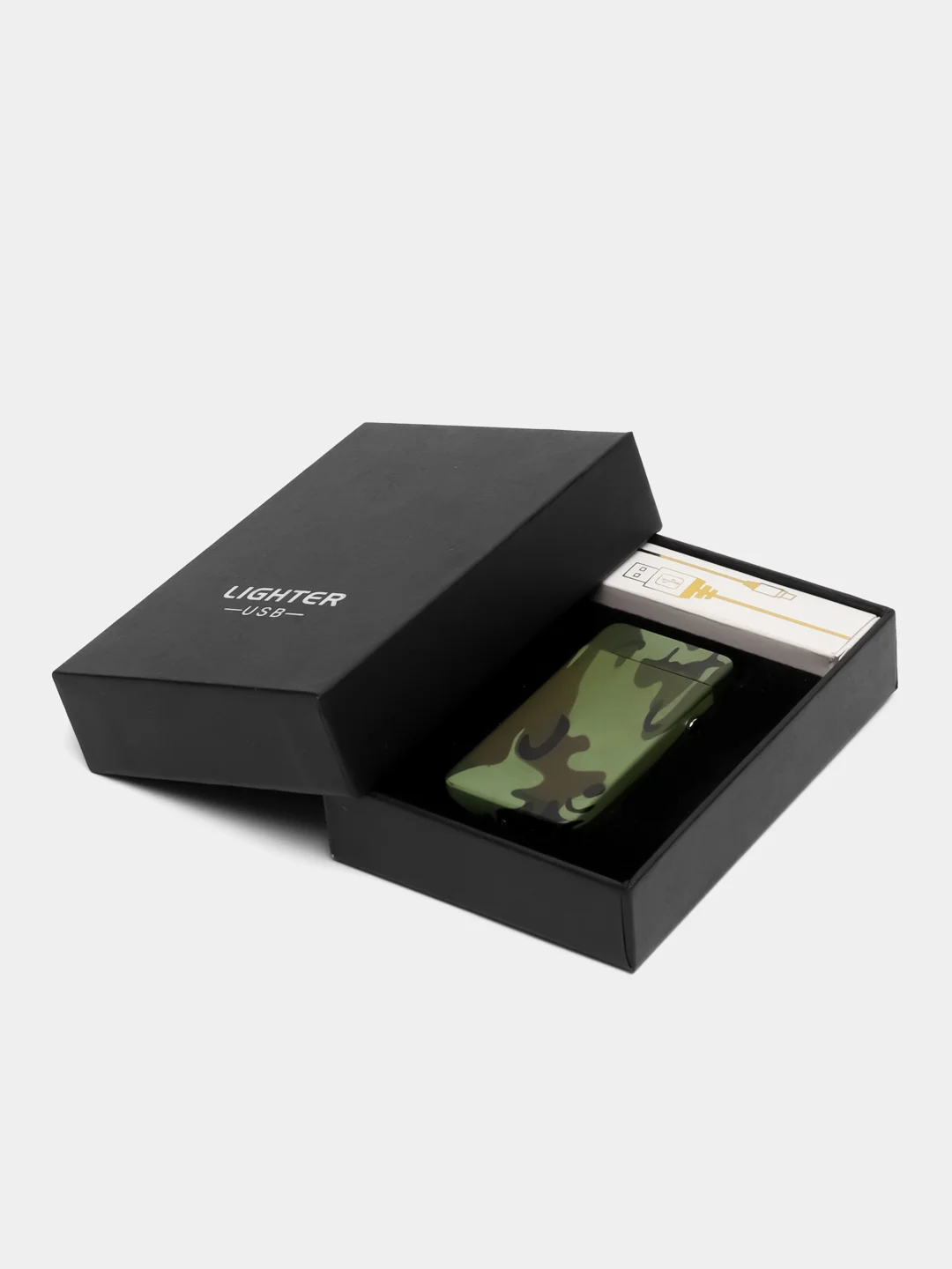 Зажигалка электронная в подарочной коробке, дуговая, USB, цвет хаки, 3.5 х 7 см