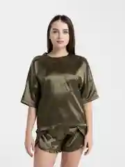 Тёмно-зелёный пижама женская шелковая