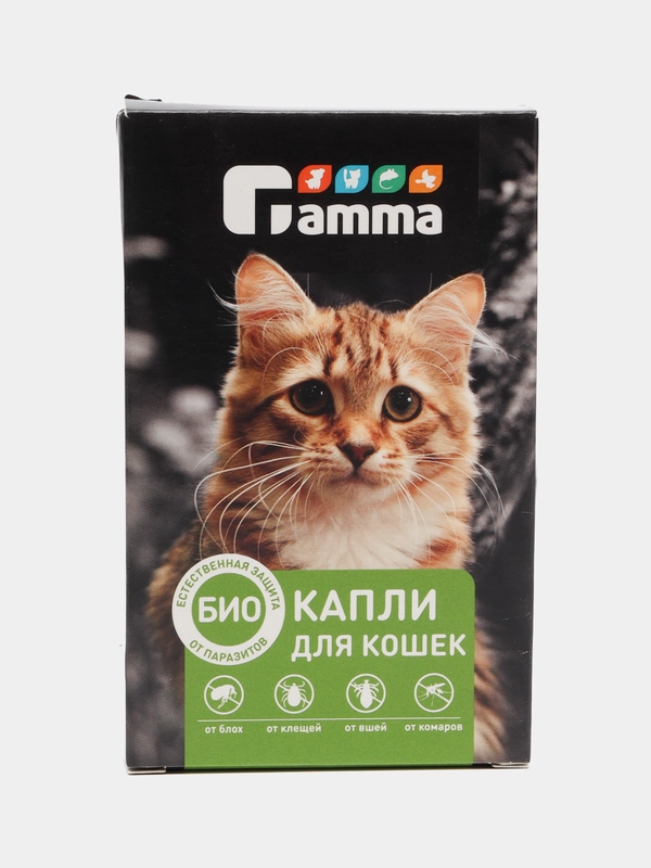 Био капли для котят и кошек от блох и клещей Gamma, 1 пипетка по 1 мл