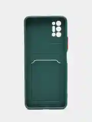 Тёмно-зелёный чехол с защитой камеры для Tecno Pova 2, с карманом для пластиковой карты