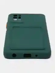Тёмно-зелёный чехол с защитой камеры для Tecno Pova 2, с карманом для пластиковой карты