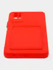 Красный чехол с защитой камеры для Tecno Pova 2, с карманом для пластиковой карты