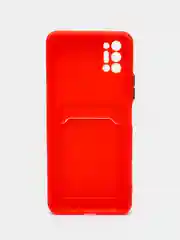 Красный чехол с защитой камеры для Tecno Pova 2, с карманом для пластиковой карты