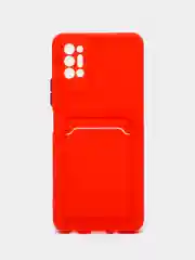 Красный чехол с защитой камеры для Tecno Pova 2, с карманом для пластиковой карты