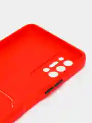 Красный чехол с защитой камеры для Tecno Pova 2, с карманом для пластиковой карты