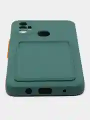 Тёмно-зелёный чехол с отделением для пластиковой карточки TECNO SPARK 7
