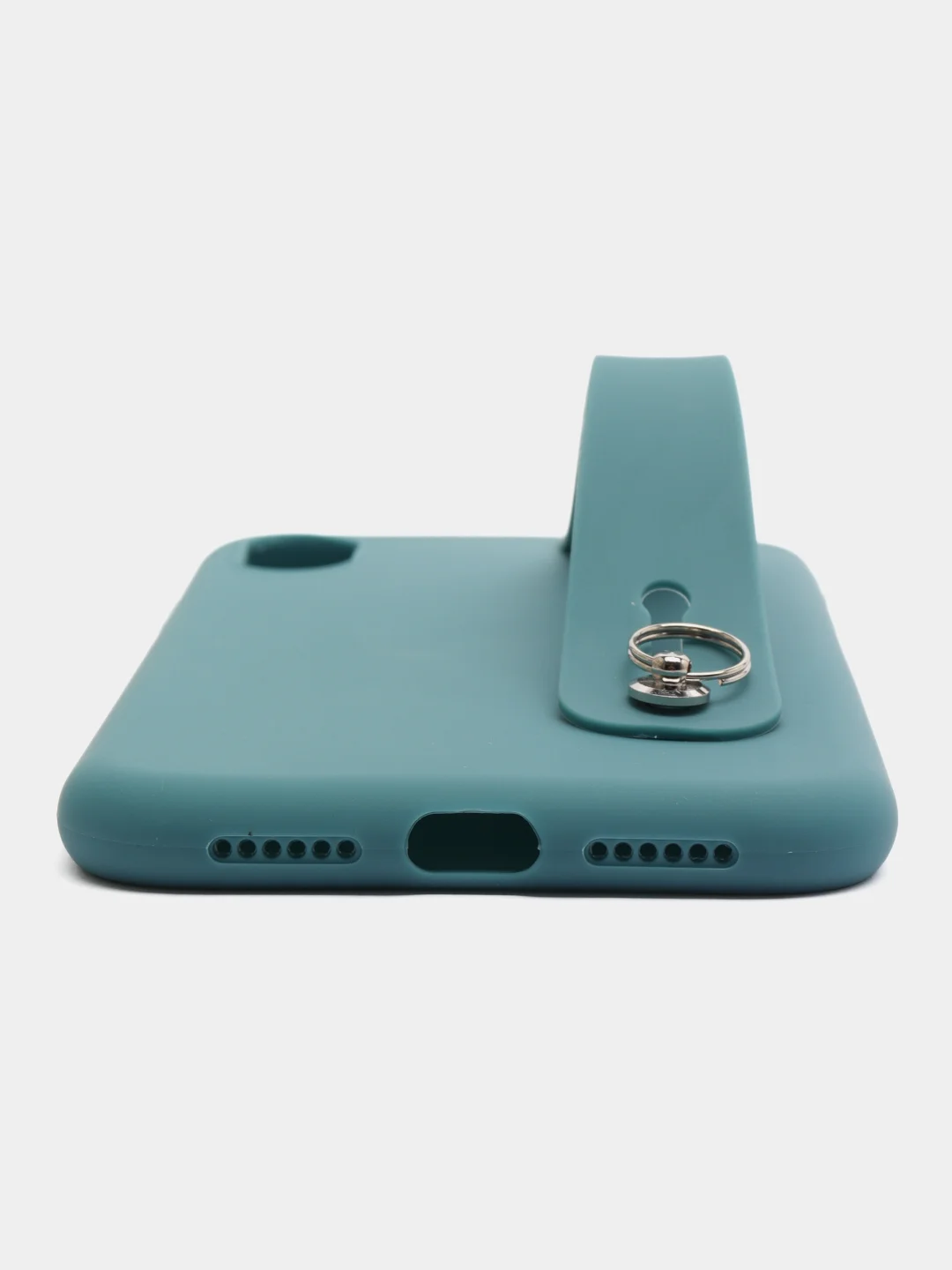 Бирюзовый чехол для Apple iPhone X / XS, силиконовый, с ручкой