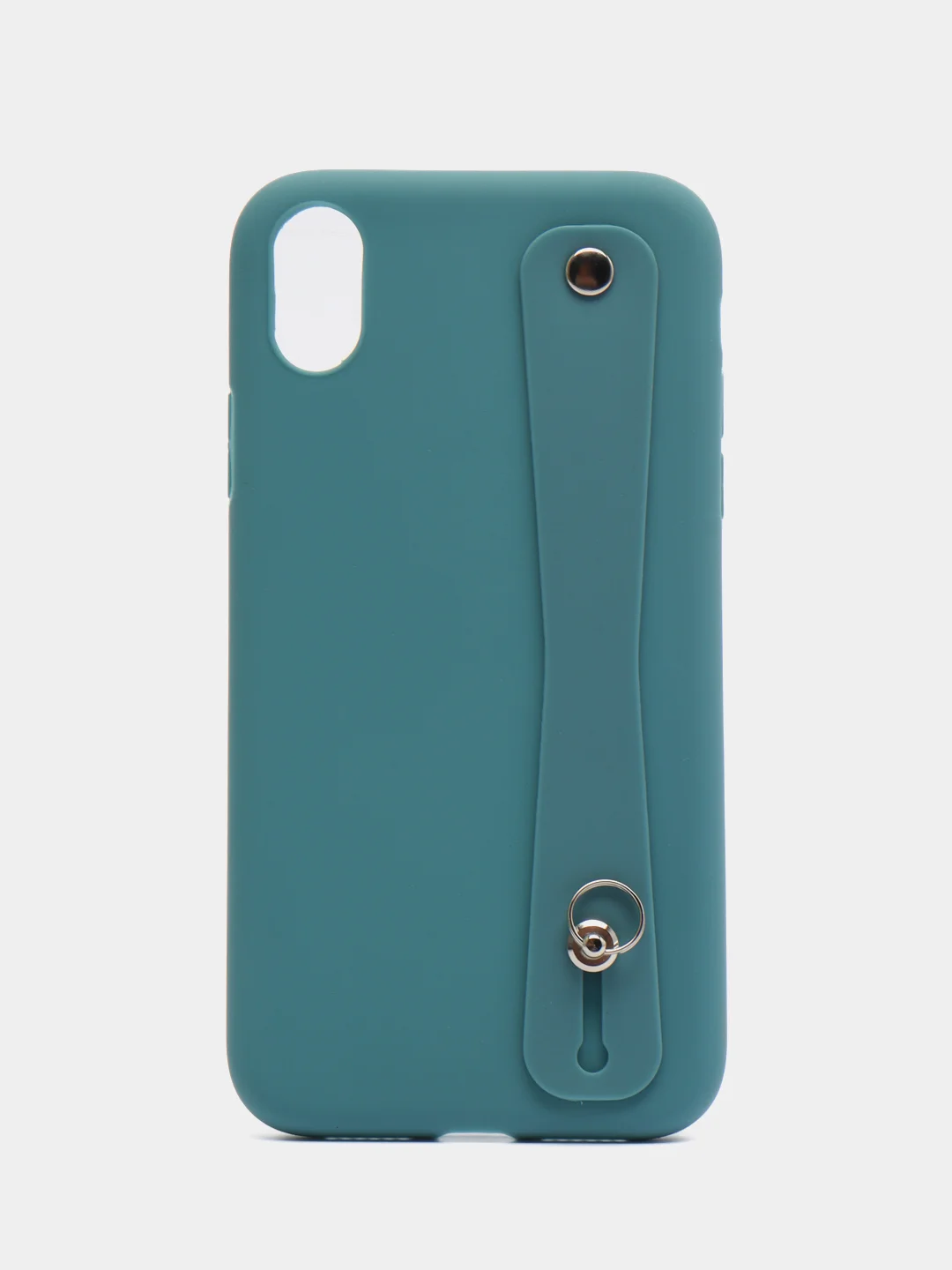 Бирюзовый чехол для Apple iPhone X / XS, силиконовый, с ручкой