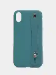 Бирюзовый чехол для Apple iPhone X / XS, силиконовый, с ручкой
