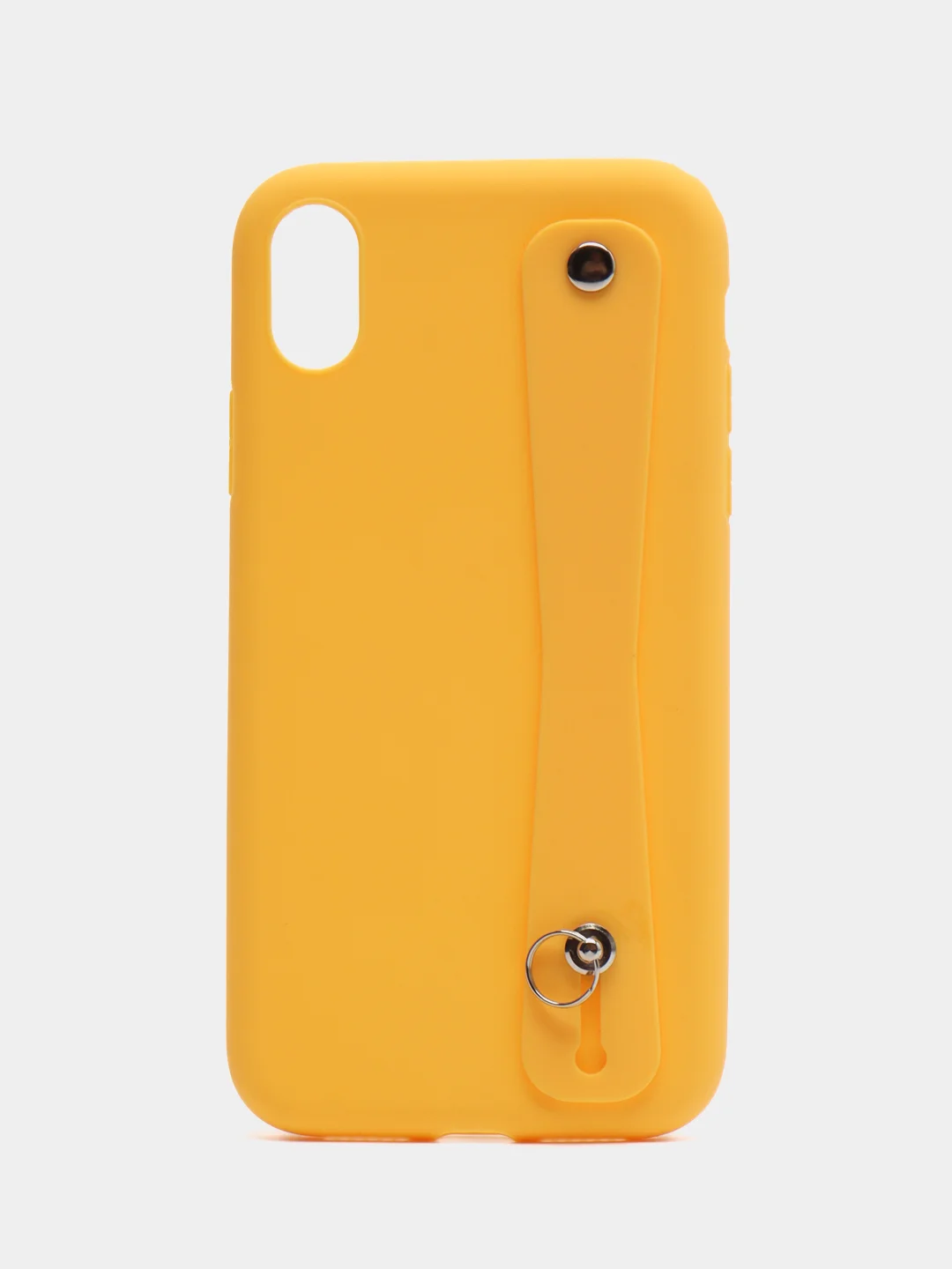 Желтый чехол для Apple iPhone X / XS, силиконовый, с ручкой