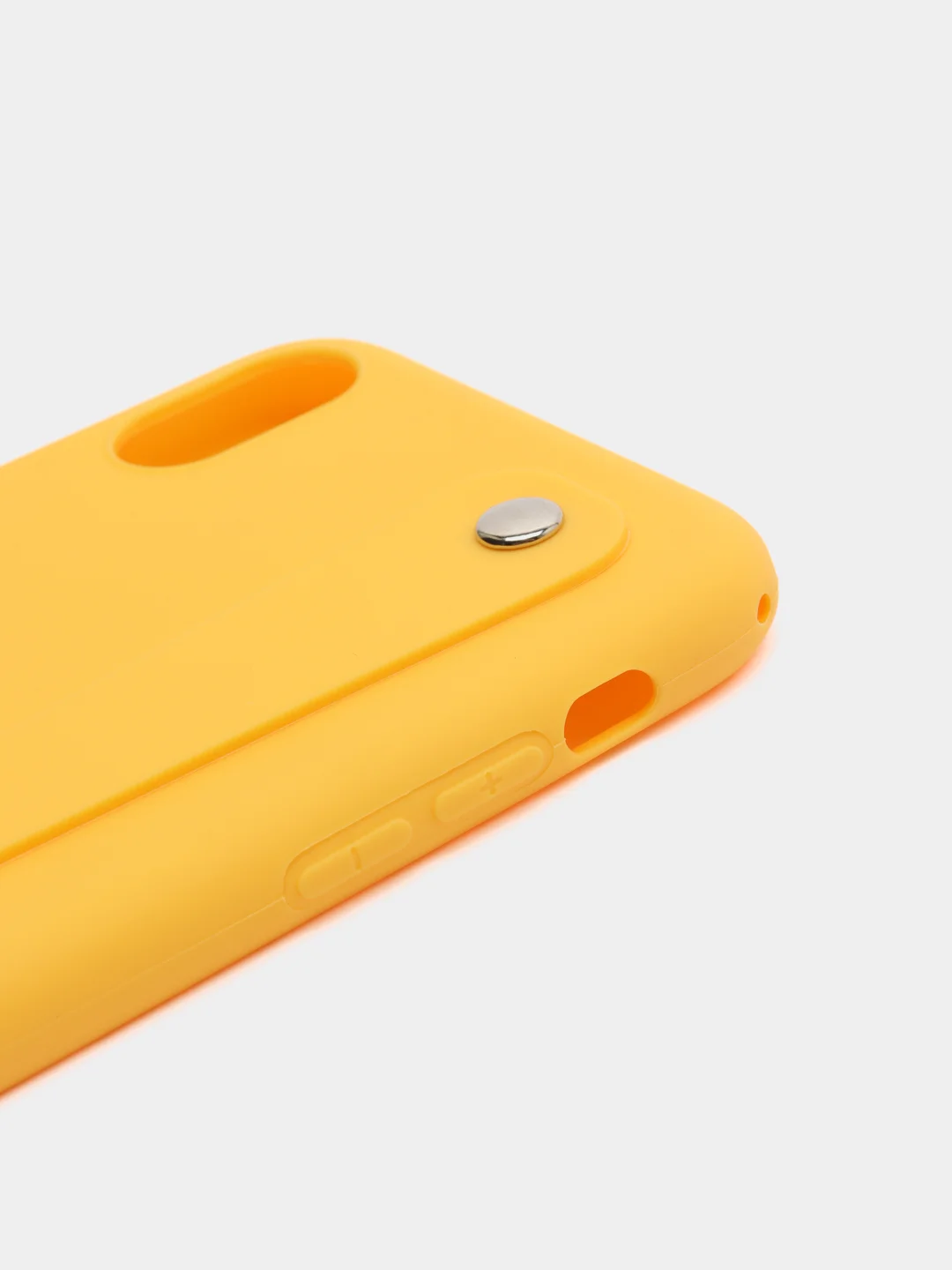 Желтый чехол для Apple iPhone X / XS, силиконовый, с ручкой