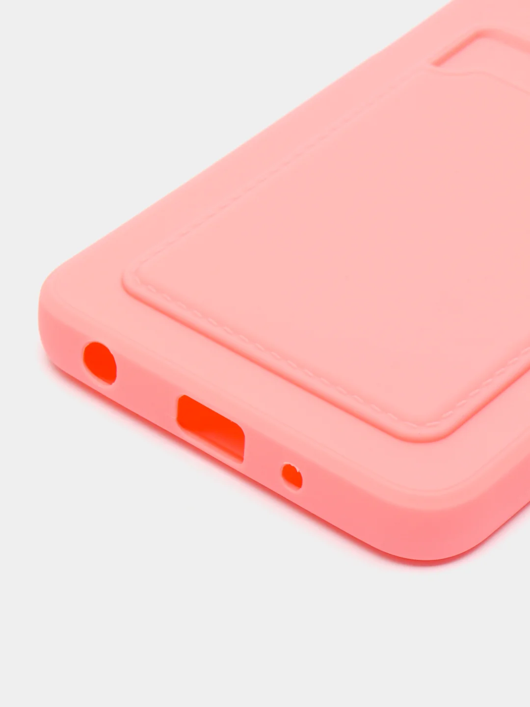 Розовый чехол с защитой камеры для Tecno Pova 2, с карманом для пластиковой карты