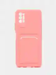 Розовый чехол с защитой камеры для Tecno Pova 2, с карманом для пластиковой карты