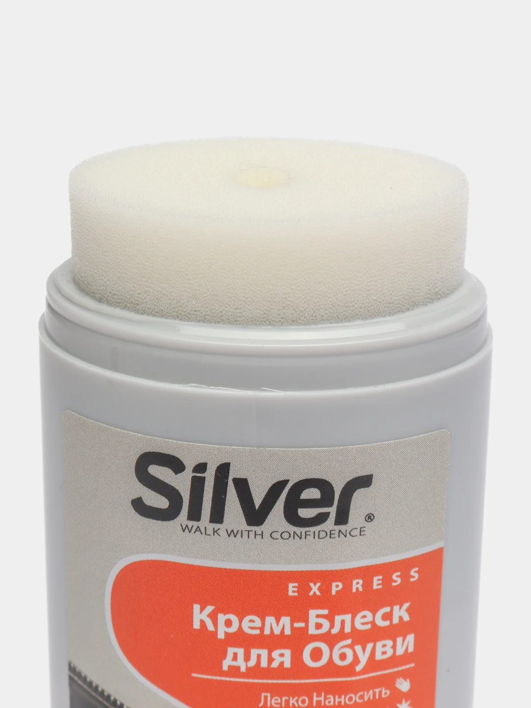 Черный крем-блеск с губкой, для обуви Silver, 50 мл
