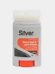 Черный крем-блеск с губкой, для обуви Silver, 50 мл