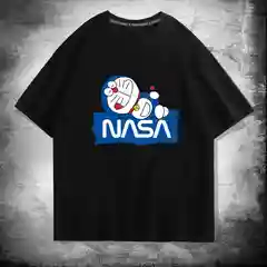 Черный футболка аниме "Doraemon" Дораэмон мужская женская