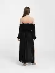 Черный пляжный костюм топ и юбка