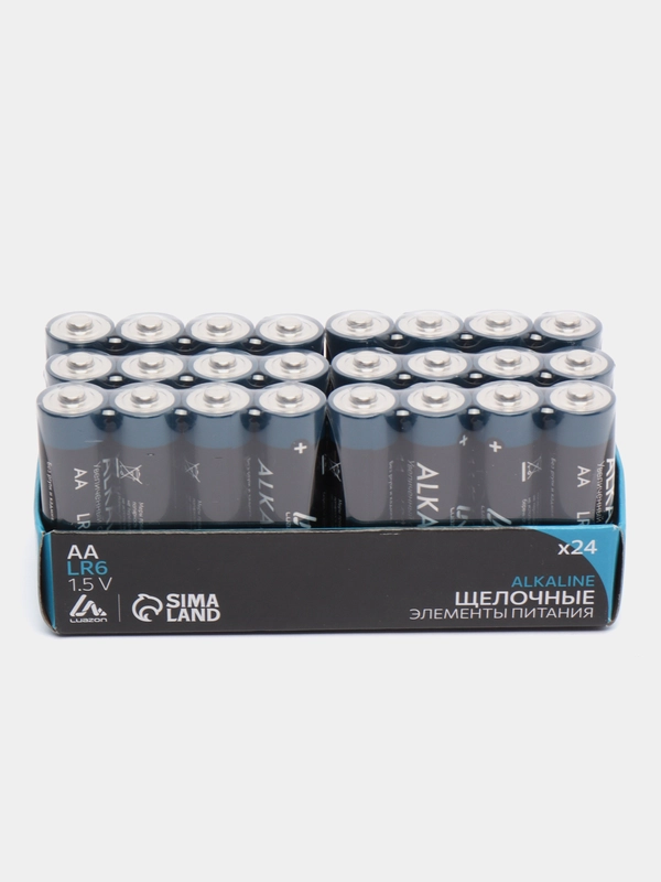 Батарейка алкалиновая LuazON, AA, LR6, 24 штуки