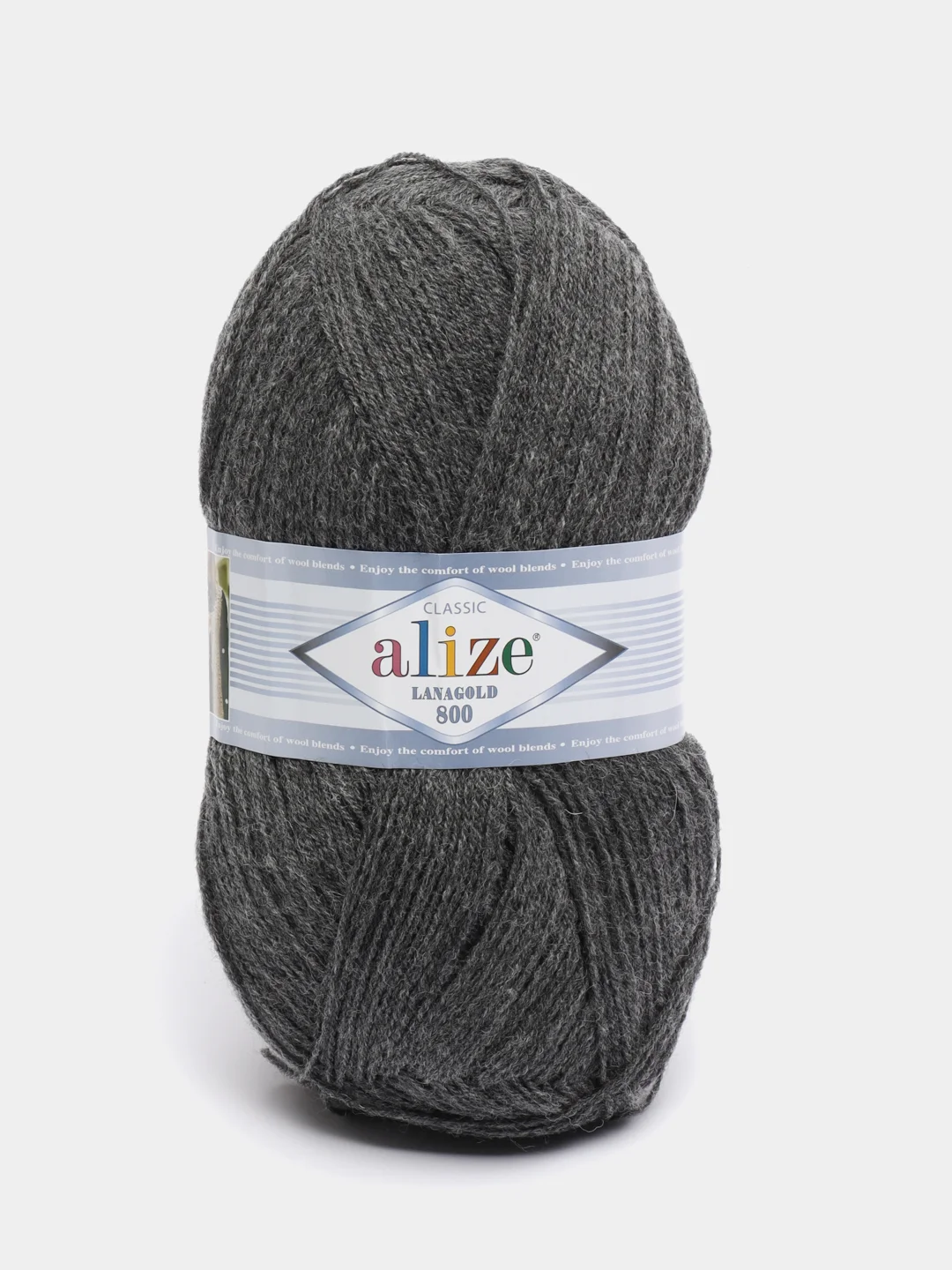 Тёмно-серый пряжа Alize Lanagold 800 Акрил 51% Шерсть 49% 100г 800м