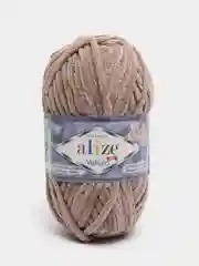 Песочный хаки пряжа плюшевая Alize Velluto, 100% микрополиэстер, 100г, 68м, плюшевая, велюровая веллюто