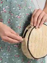 Черный сумка женская летняя, джутовая