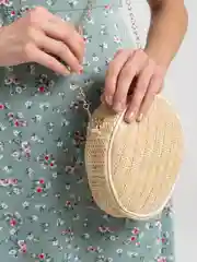 Белый сумка женская летняя, джутовая