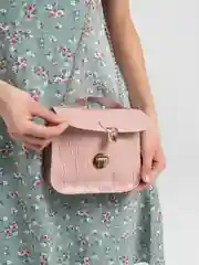 Розовый сумка женская через плечо, с цепью, кожаная