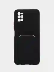Черный чехол с защитой камеры для Tecno Pova 2, с карманом для пластиковой карты