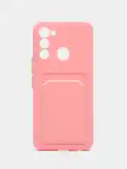 Розовый чехол TECNO SPARK 8C  / TECNO SPARK GO 2022 с защитой камеры, карман для пластиковой карты