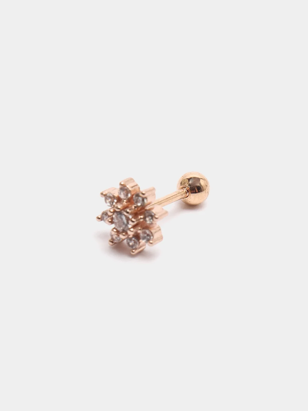 Бордовый микросерьга-пирсинг "Pink Gold" со стержнем из нержавеющей стали