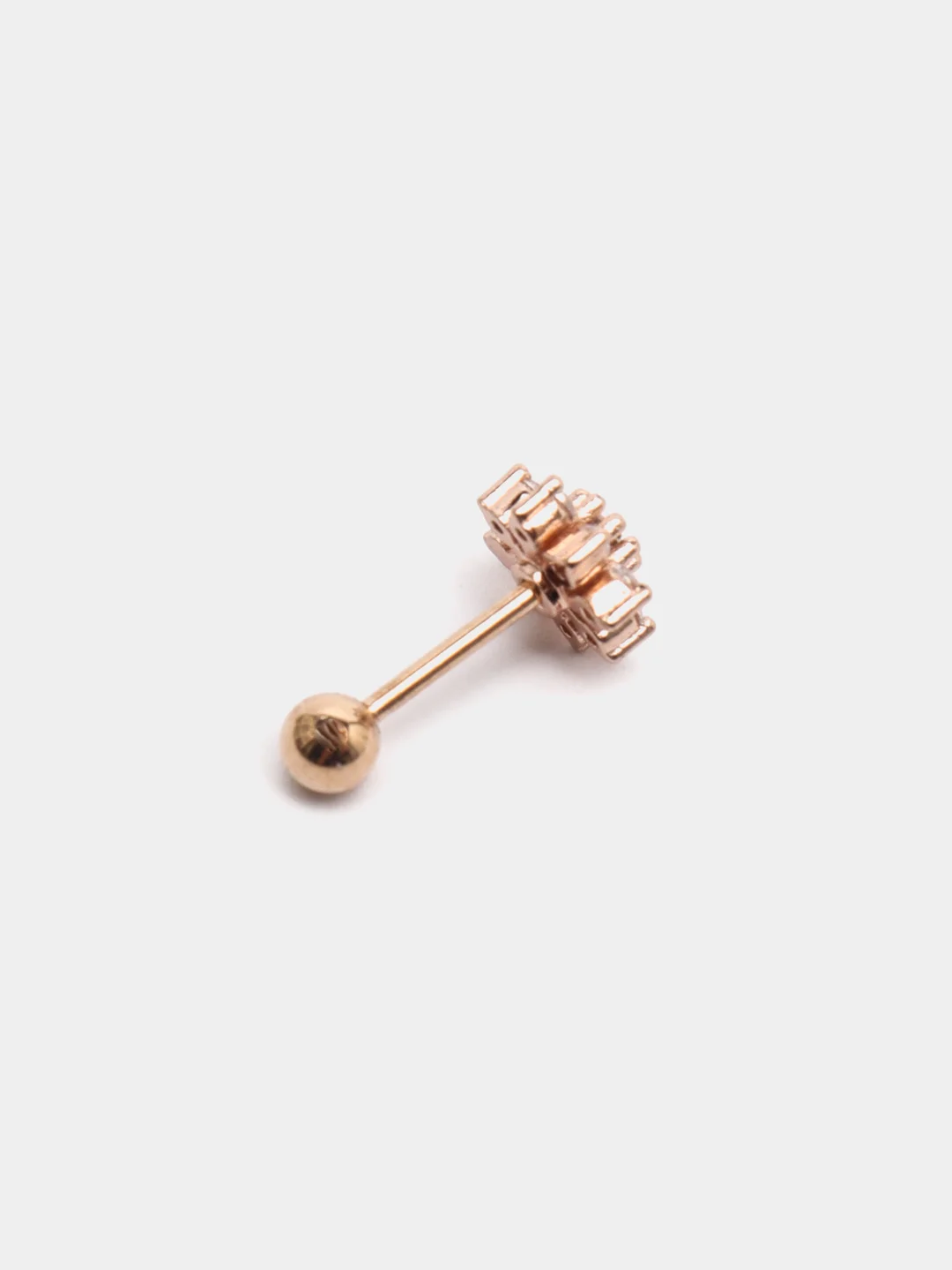 Бордовый микросерьга-пирсинг "Pink Gold" со стержнем из нержавеющей стали