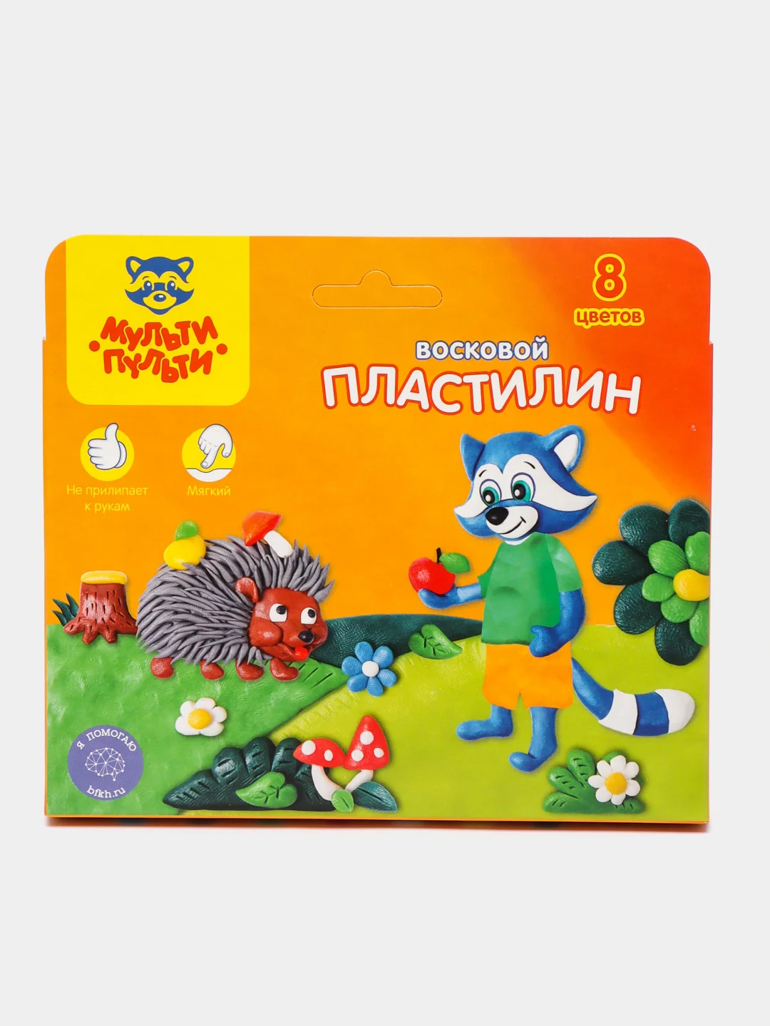 Пластилин Мульти-Пульти "Енот в лесу", 8 цветов, 120 г