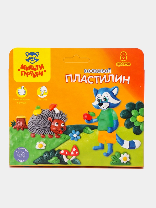 Пластилин Мульти-Пульти "Енот в лесу", 8 цветов, 120 г