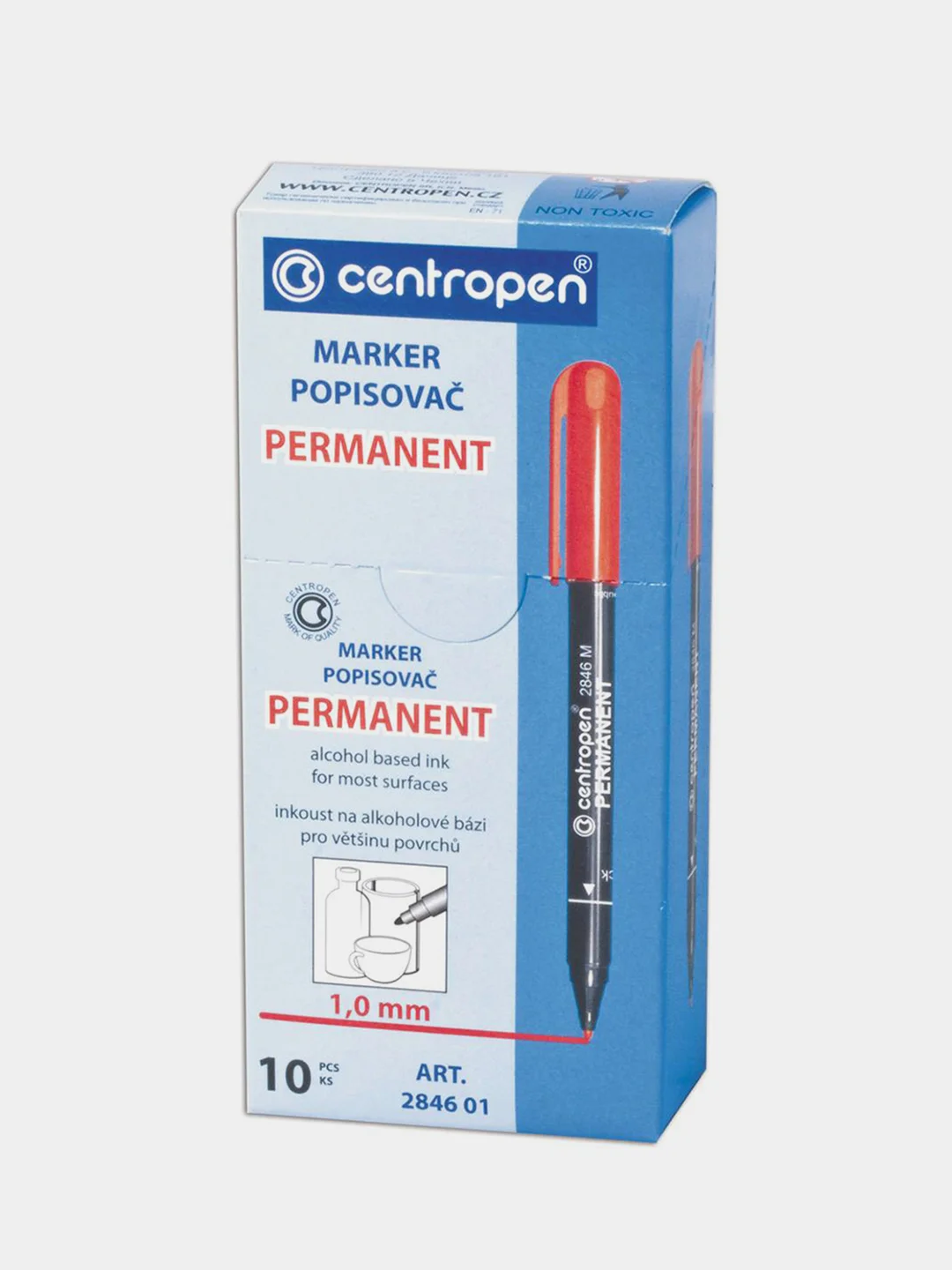 Маркер перманентный с тонким наконечником, черный, Centropen